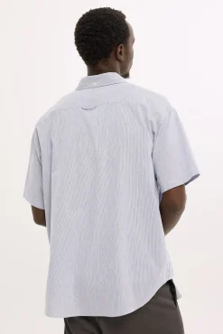 Classic Oxford S/S Shirt Navy Stripe