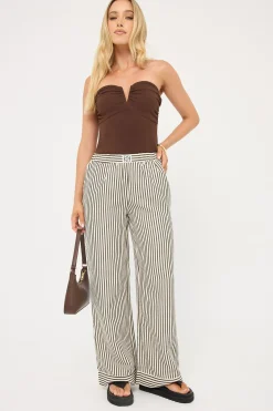 Cleo Stripe Straight Leg Pant Black Stripe