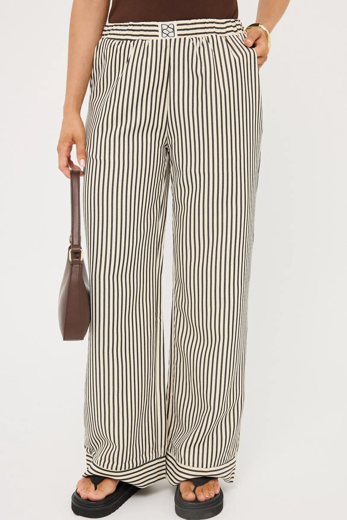 Cleo Stripe Straight Leg Pant Black Stripe