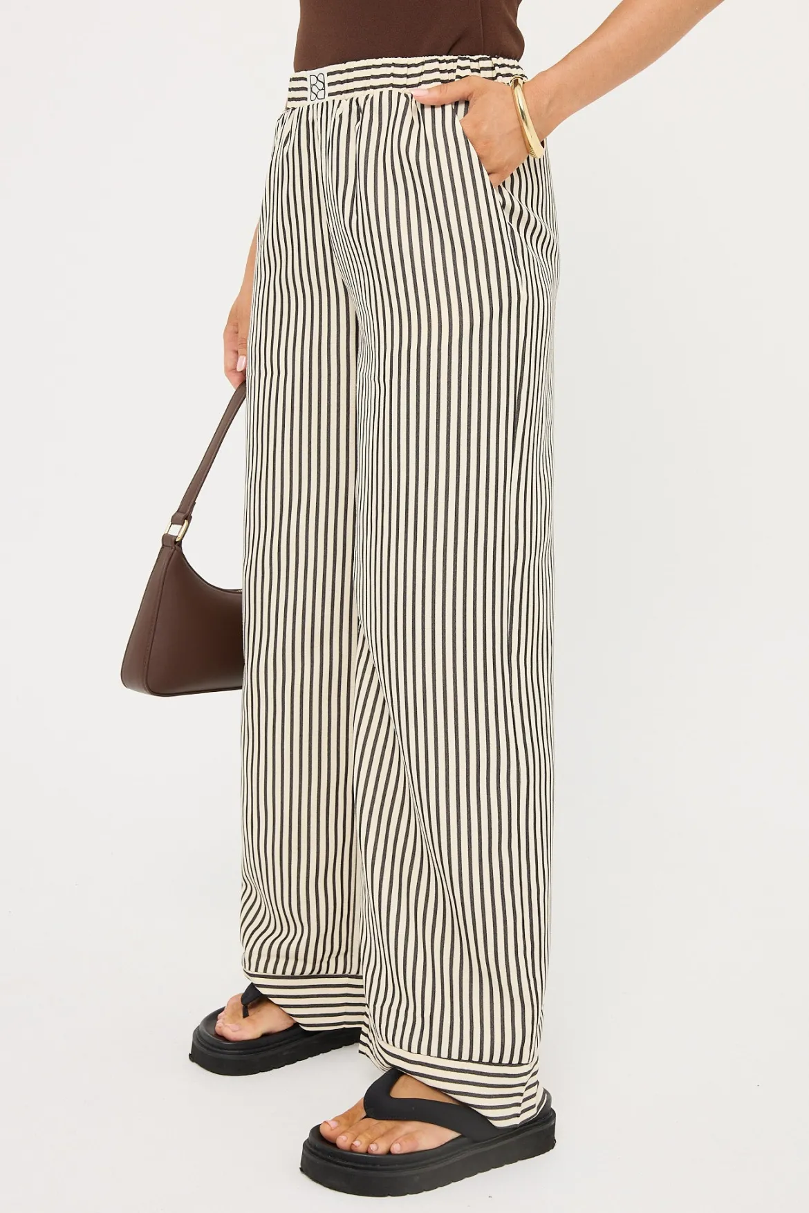 Cleo Stripe Straight Leg Pant Black Stripe