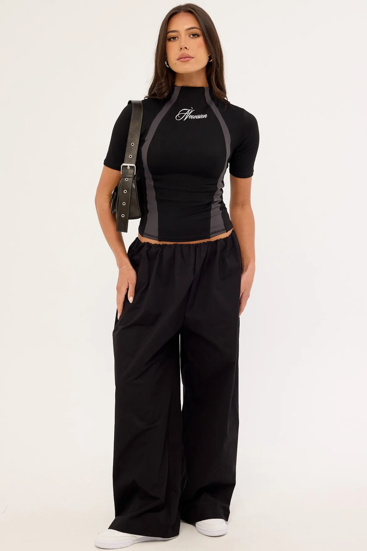 Clinger Mock Neck Tee Black