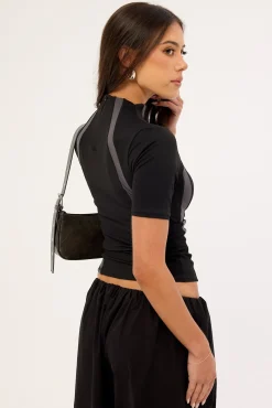 Clinger Mock Neck Tee Black