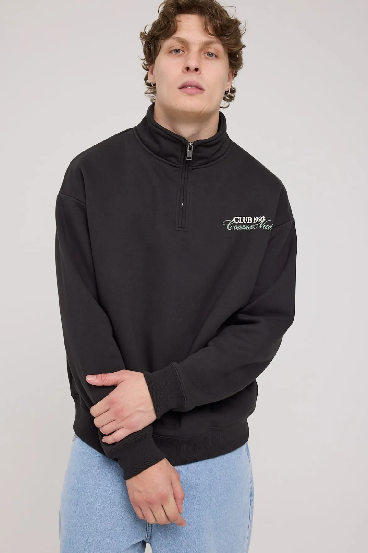 Club 1993 Quarter Zip Sweater Off Black
