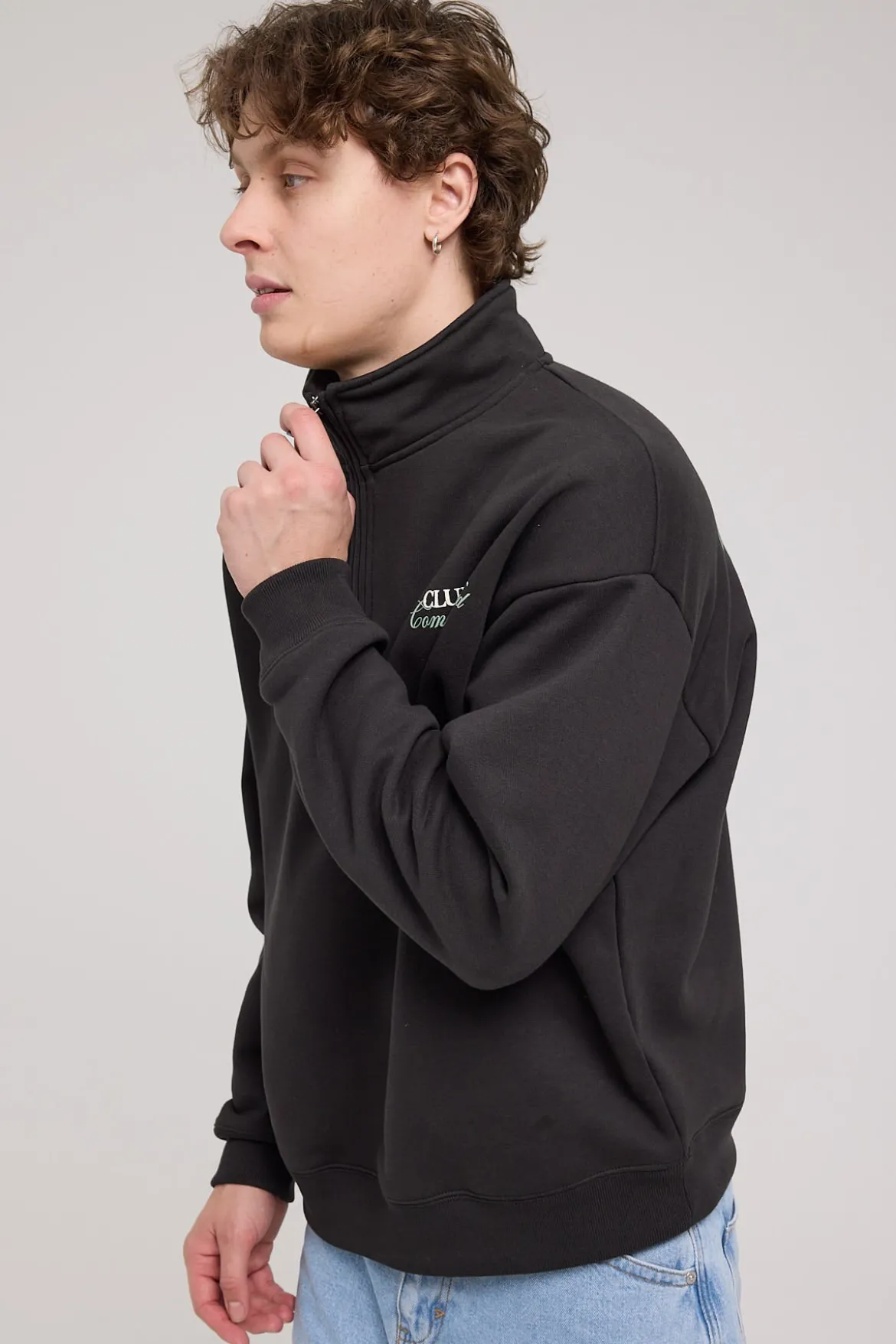 Club 1993 Quarter Zip Sweater Off Black