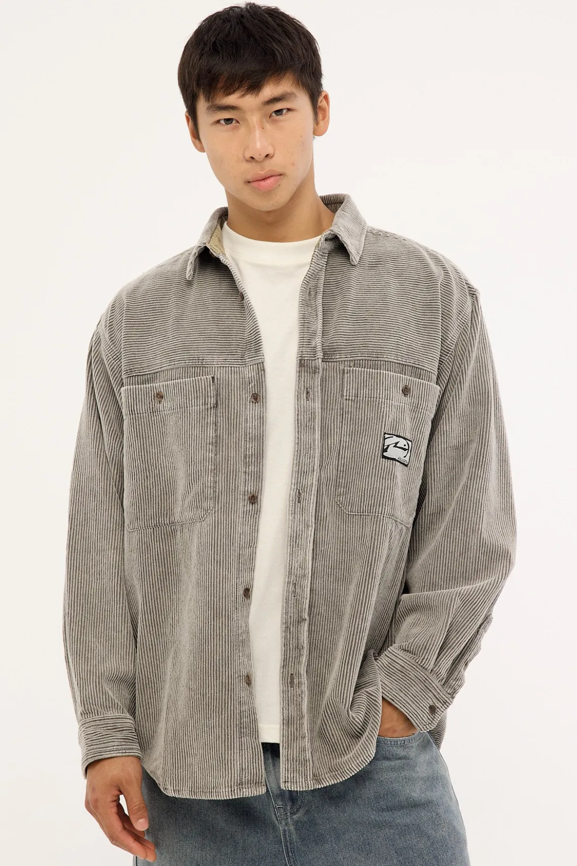 Cobra Cord Washed Overshirt Grey