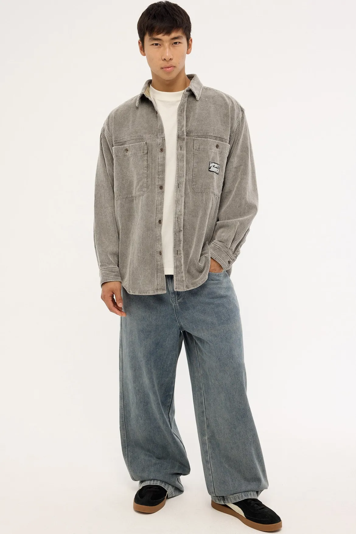 Cobra Cord Washed Overshirt Grey