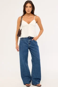 Coco Polka Cami Top White