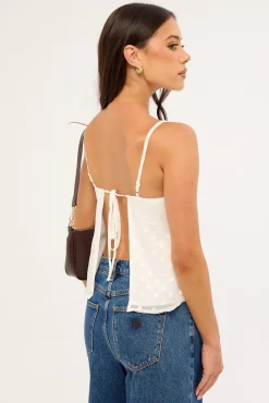 Coco Polka Cami Top White