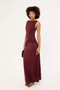 Cody High Neck Maxi Dress Plum