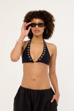 Coil Eyelet Bralette Black
