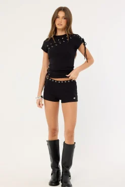 Coil Eyelet Mini Short Black