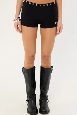 Coil Eyelet Mini Short Black