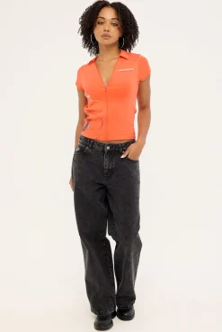 Coil Zip Through Polo Tee Coral