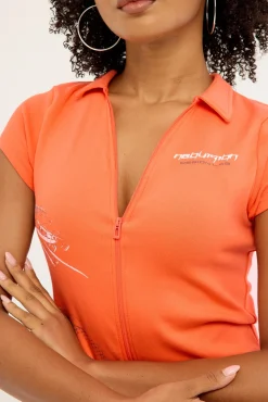 Coil Zip Through Polo Tee Coral