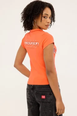 Coil Zip Through Polo Tee Coral