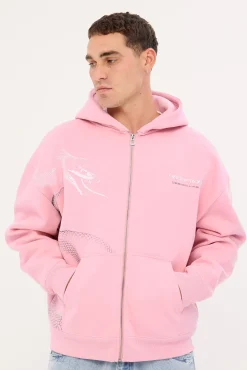 Coil Zip Through Street Hoodie Icing Pink