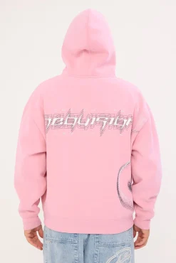 Coil Zip Through Street Hoodie Icing Pink