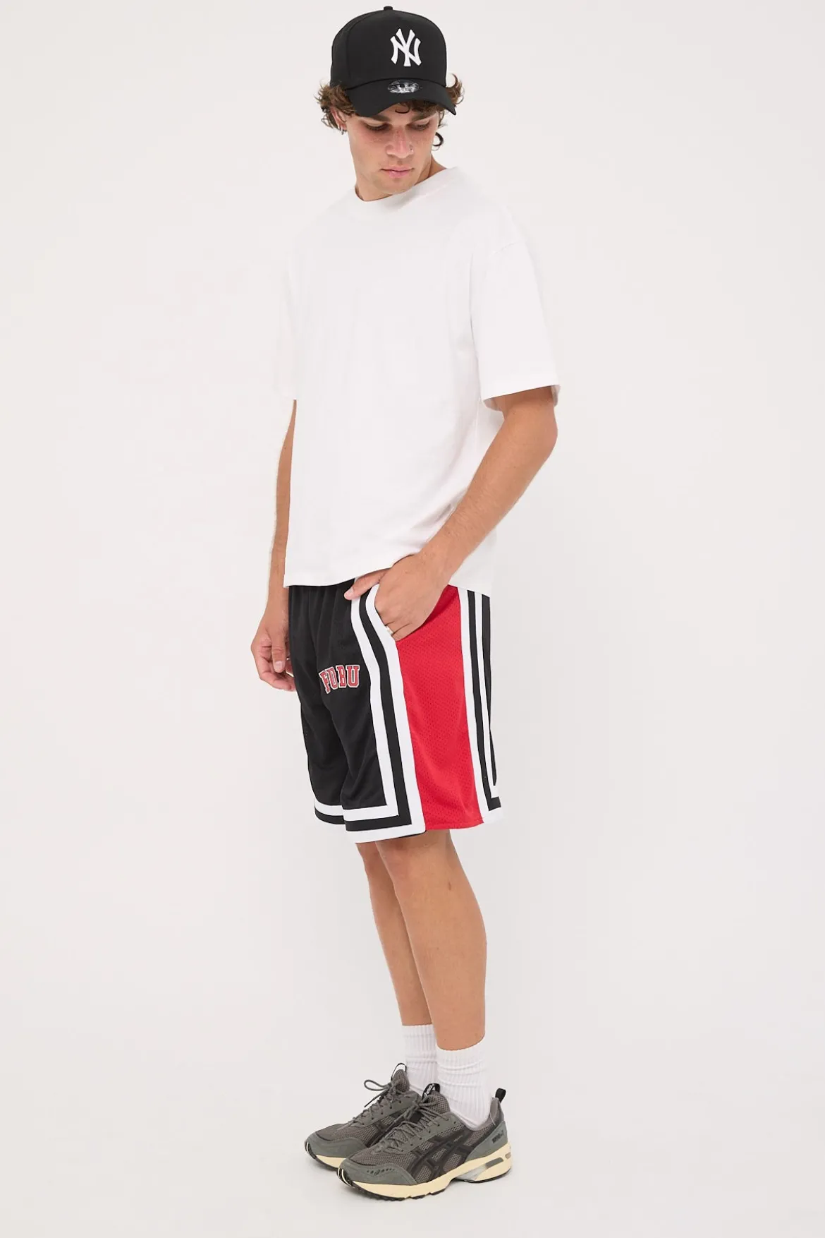 College Mesh Shorts Black/Red/White