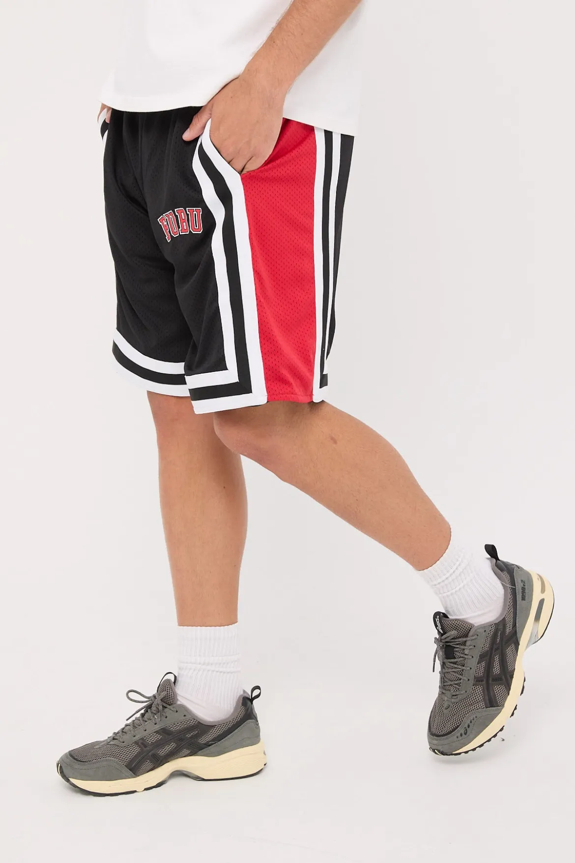 College Mesh Shorts Black/Red/White