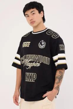 Collingwood League Loopback Tee Jet Black