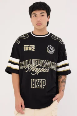 Collingwood League Loopback Tee Jet Black