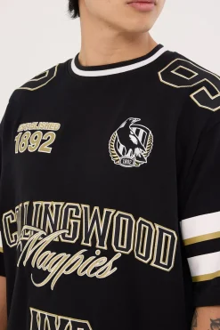 Collingwood League Loopback Tee Jet Black