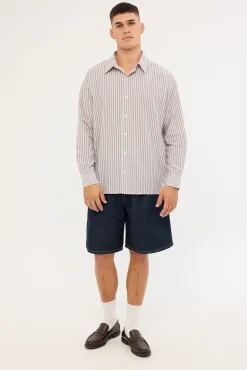 Colonial Long Sleeve Shirt Vintage Blue Stripe