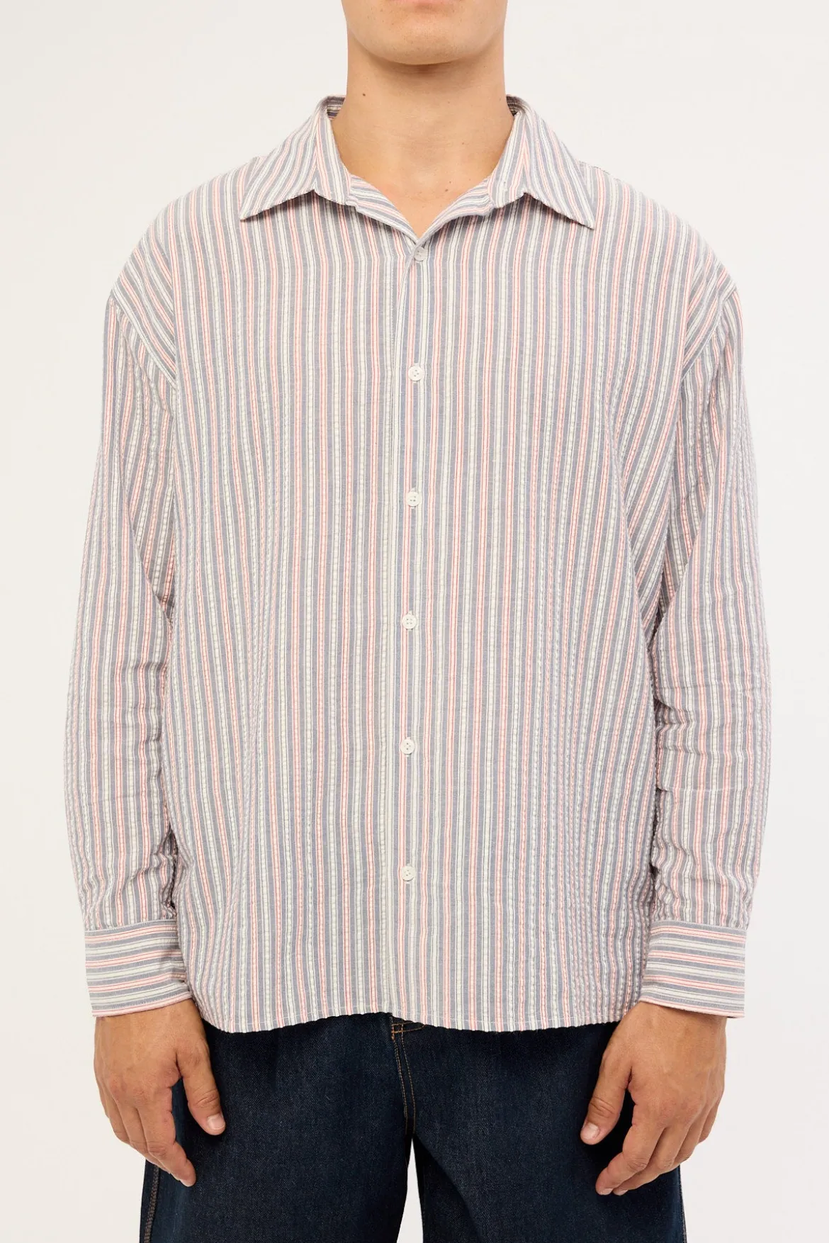 Colonial Long Sleeve Shirt Vintage Blue Stripe