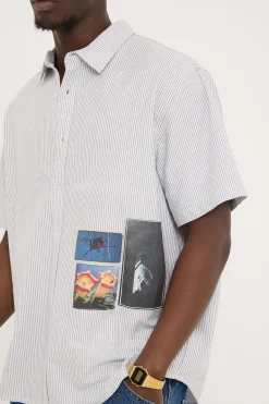 Come and Believe Short Sleeve Shirt Jasper Green Stripe