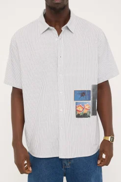 Come and Believe Short Sleeve Shirt Jasper Green Stripe