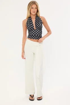 Connie Tie Low Rise Pant Cream