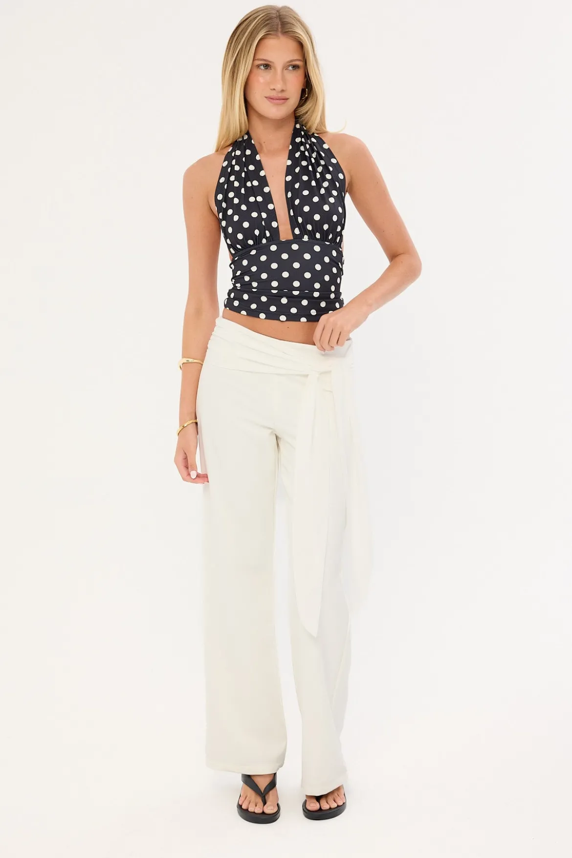 Connie Tie Low Rise Pant Cream