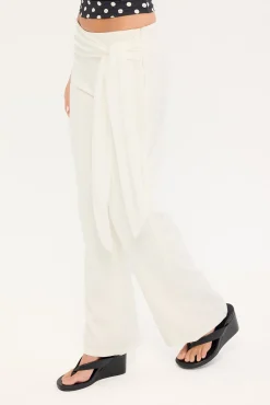 Connie Tie Low Rise Pant Cream