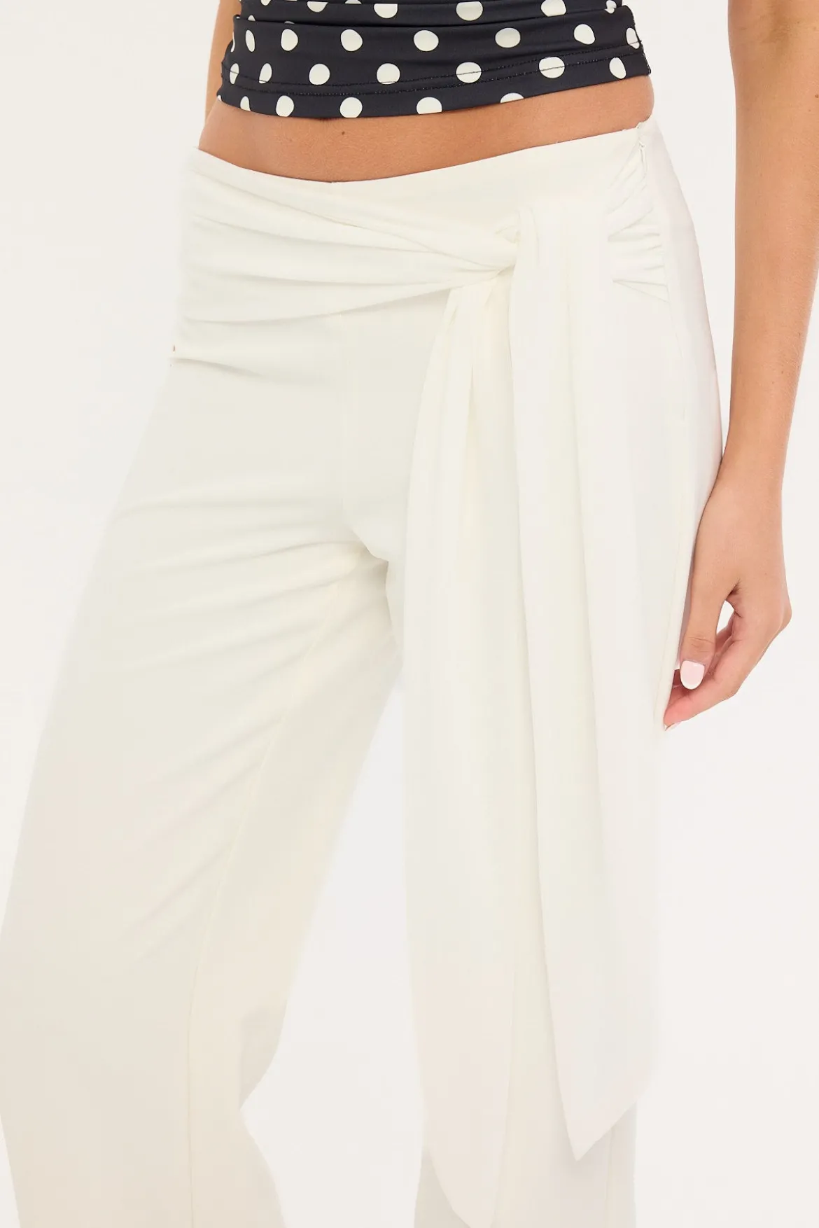 Connie Tie Low Rise Pant Cream