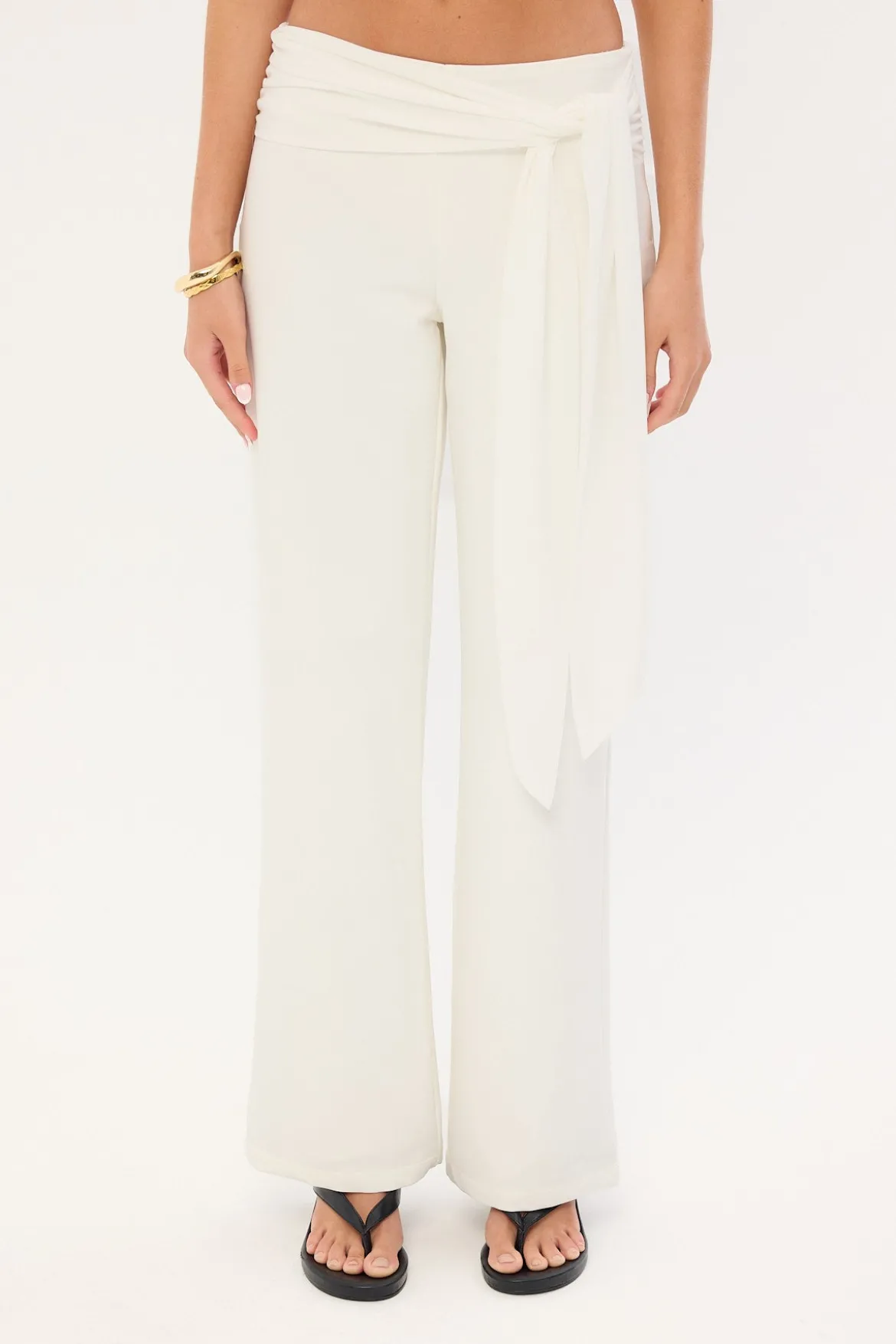 Connie Tie Low Rise Pant Cream