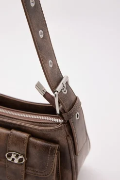 Contessa Multi Pocket Handbag Washed Brown