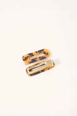 Cosmetic Tort Hair Clips 2 Pack Brown