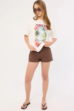 Costa Del Sol Oversized Graphic Tee White