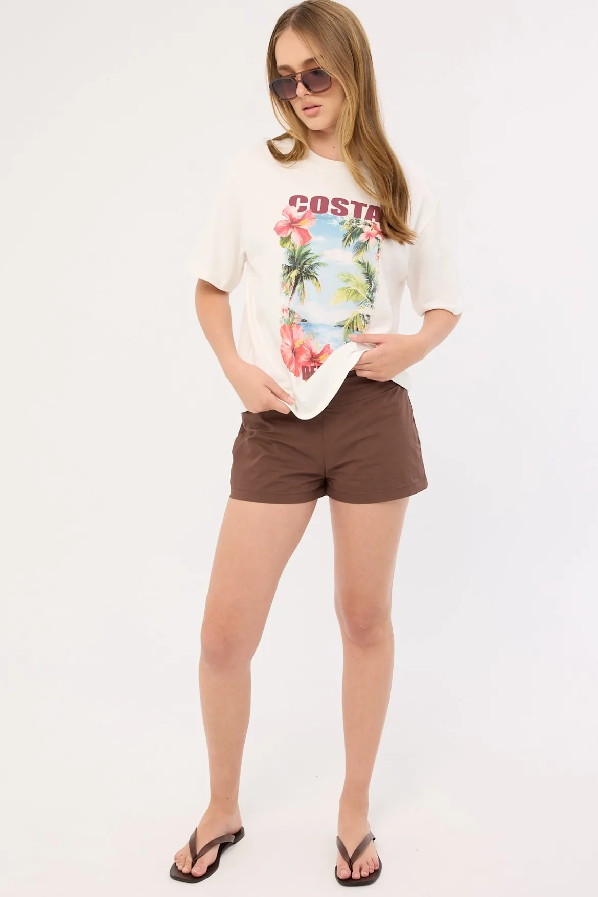 Costa Del Sol Oversized Graphic Tee White