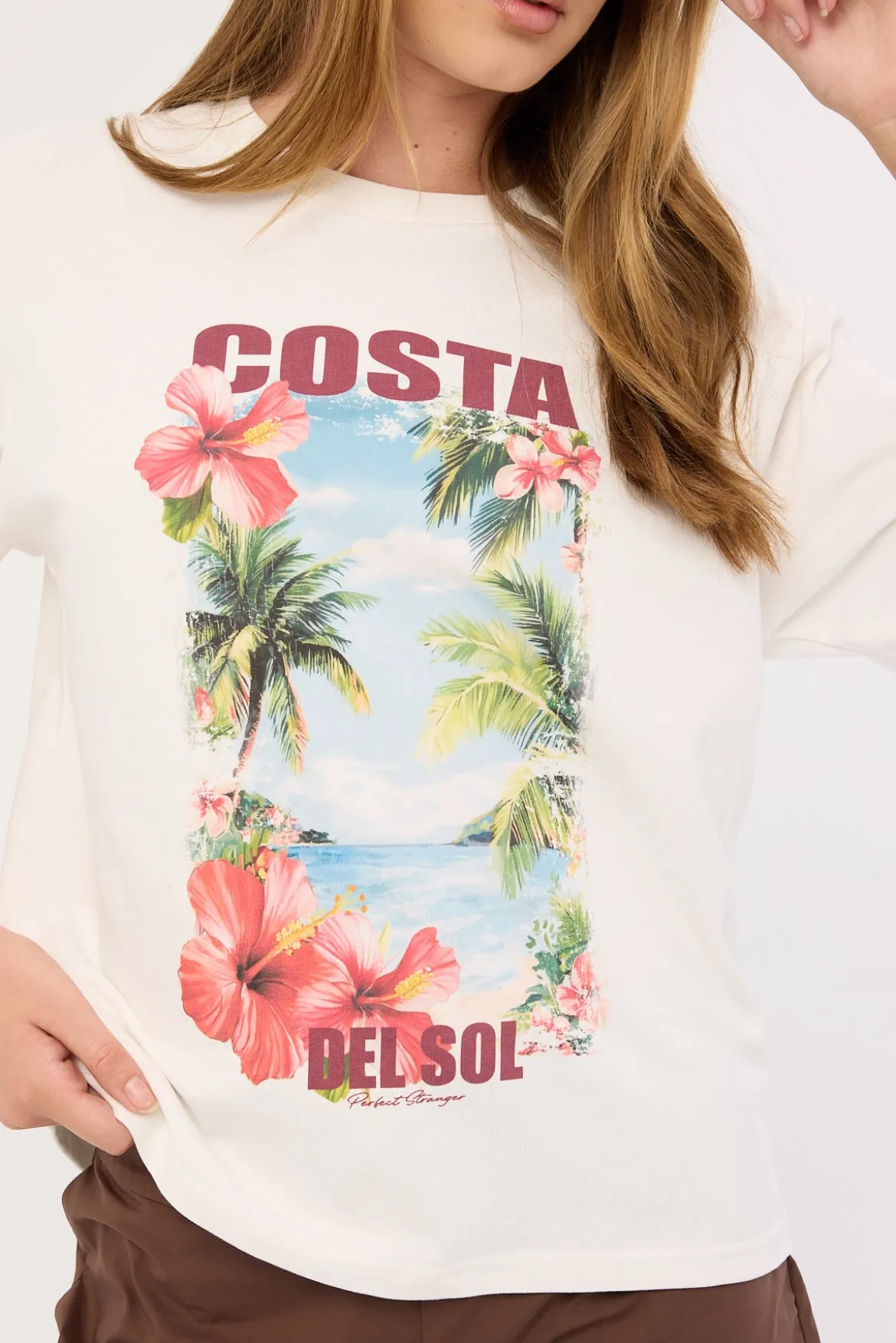 Costa Del Sol Oversized Graphic Tee White