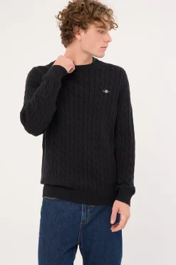 Cotton Cable C-Neck Black