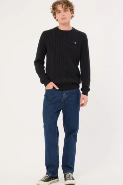 Cotton Cable C-Neck Black