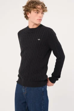 Cotton Cable C-Neck Black