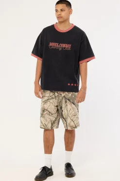 Country Club Oversized Ringer Tee Washed Black