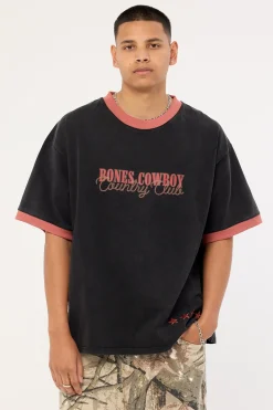 Country Club Oversized Ringer Tee Washed Black