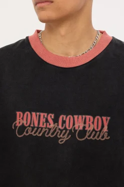 Country Club Oversized Ringer Tee Washed Black