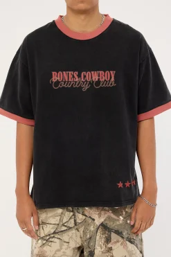 Country Club Oversized Ringer Tee Washed Black