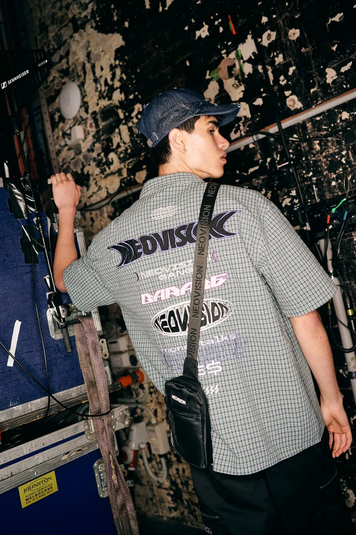 Craze Check Oversize Organic Short Sleeve Shirt Green/Blue