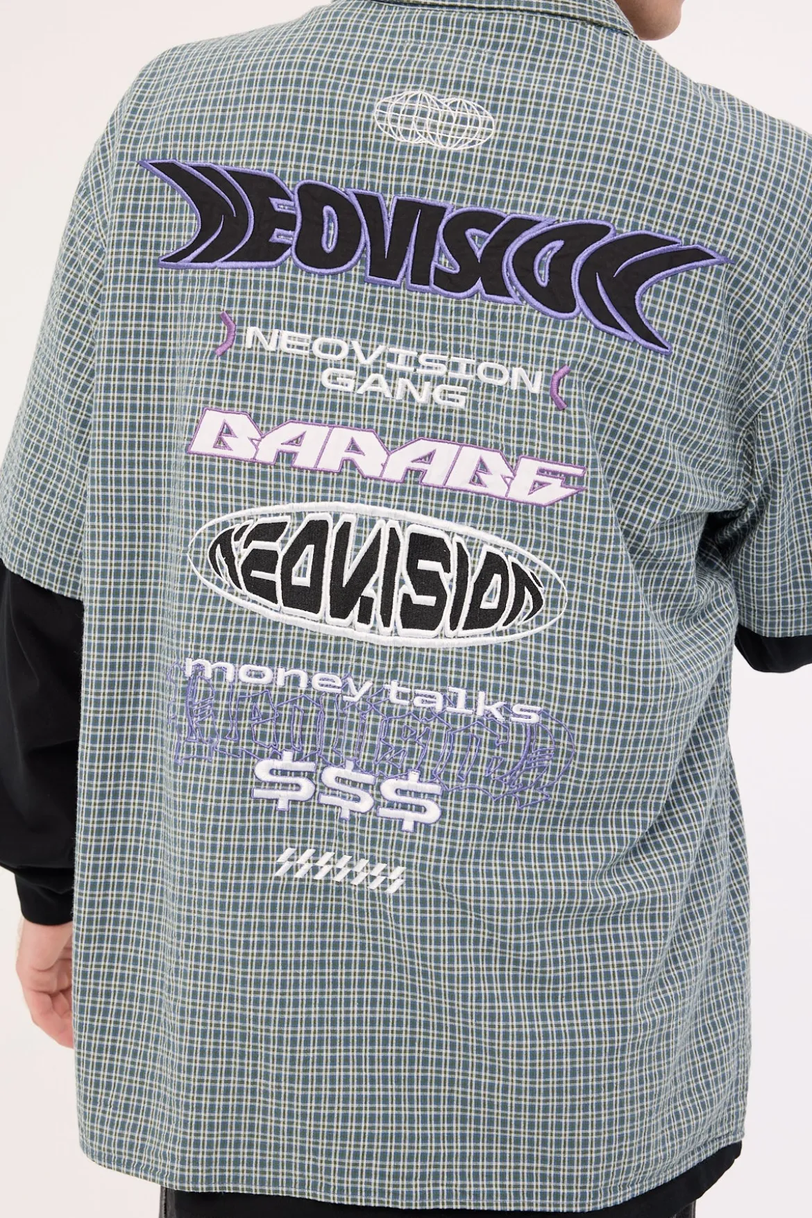 Craze Check Oversize Organic Short Sleeve Shirt Green/Blue