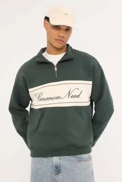 Creation Quarter Zip Sweater Dark Green